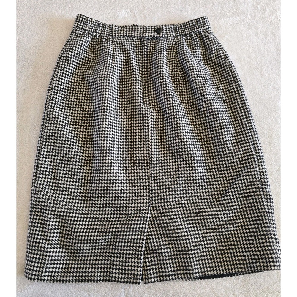 90s Vintage Womens Wool Skirt‎ Size 8 Black White Knee Length